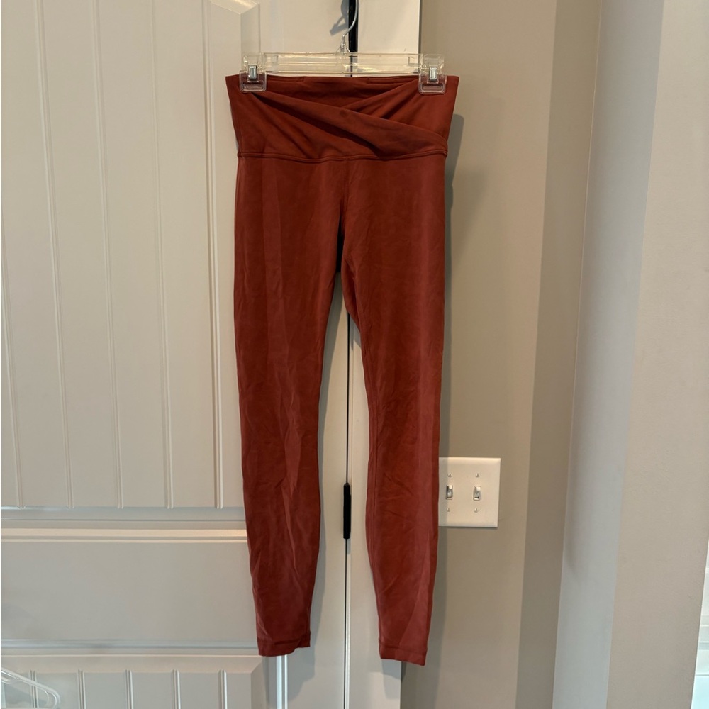 Rust Red Lululemon criss cross High-Waisted Leggings